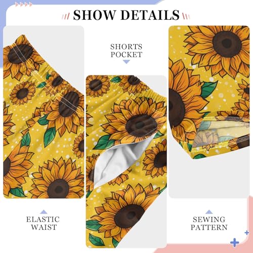 Pajama Pants Lounge Sleep PJ Bottoms Sleepwear Elastic Waist Drawstring S Sunflower4