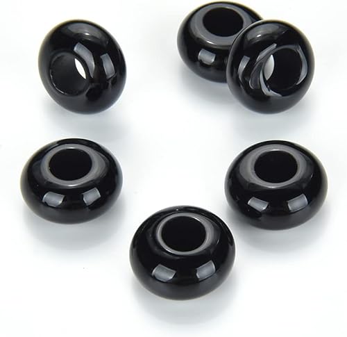 Miniatura 5 de Adabele 30 cuentas espaciadoras redondas de malaquita verde creadas en laboratorio de 0.551 in x 0.315 in (agujero grande de 0.220 in) para hacer