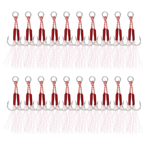 Kit hameçons doubles d'assistance PATIKIL leurre pêche verticale 20 pcs