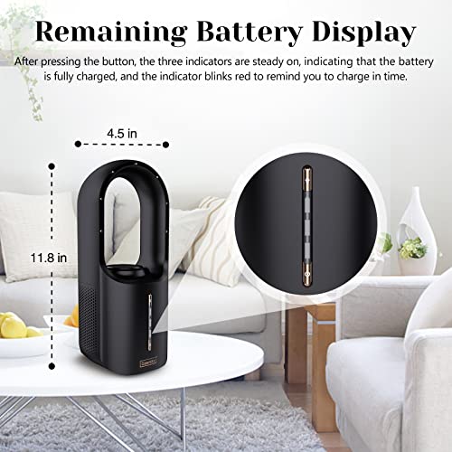 Sismel Bladeless Desk Fan, Personal Small Fan Quiet Table,11.8 Inch Rechargeable Battery Operated Fan With 3 Cooling Speeds,Colorful Light, Aromatherapy Portable Fans For Home Bedroom (Black) #TOP6