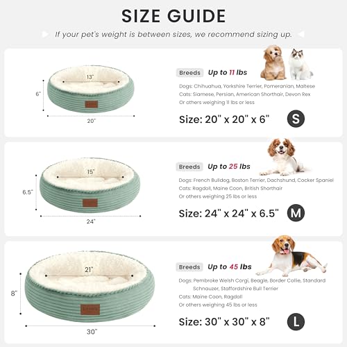 Love's cabin Round Donut Cat and Dog Cushion Bed, 20in Pet Bed for Cats or Small Dogs, Anti-Slip & Water-Resistant Bottom, Super Soft Durable Fabric Pet beds, Washable Luxury Bed Apple Green Stripe by Love's cabin - Image 3