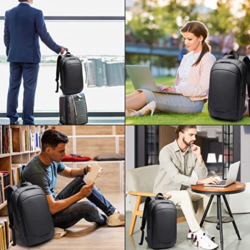 HEROIC KNIGHT Mochila Ordenador Portatil 17 Pulgadas Expandible Impermeable Casual Compacta Ligera Delgada Elegante para Trabajo Universidad Casual Cremalleras YKK (27L Negro)