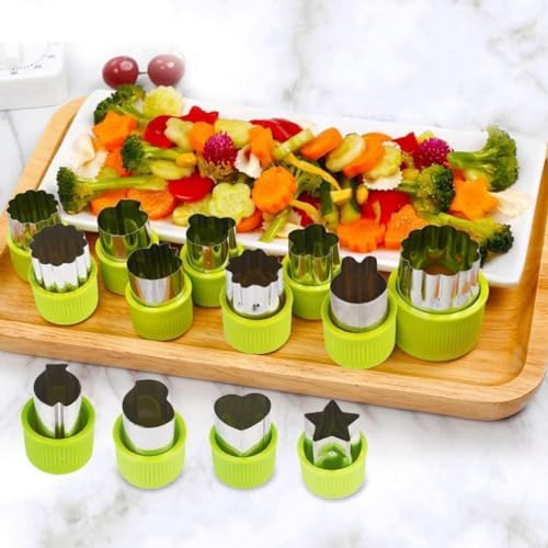 Image of 12 Pic Cookie Cutter Set & 4 in 1 Melon Baller Scoop Set Combo Pack for Seed Remover, Cookie Cutter Decorative Food, Stainless Steel Vegetable Fruit Cutter