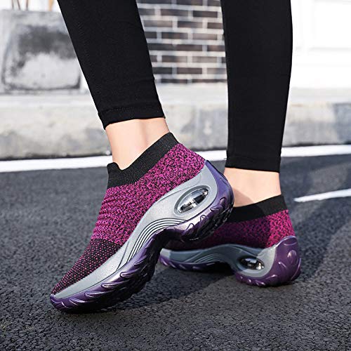 Image of Slow Man Women's Walking Shoes Sock Sneakers - Mesh Slip On Air Cushion Lady Girls Modern Jazz Dance Easy Shoes Platform Loafers