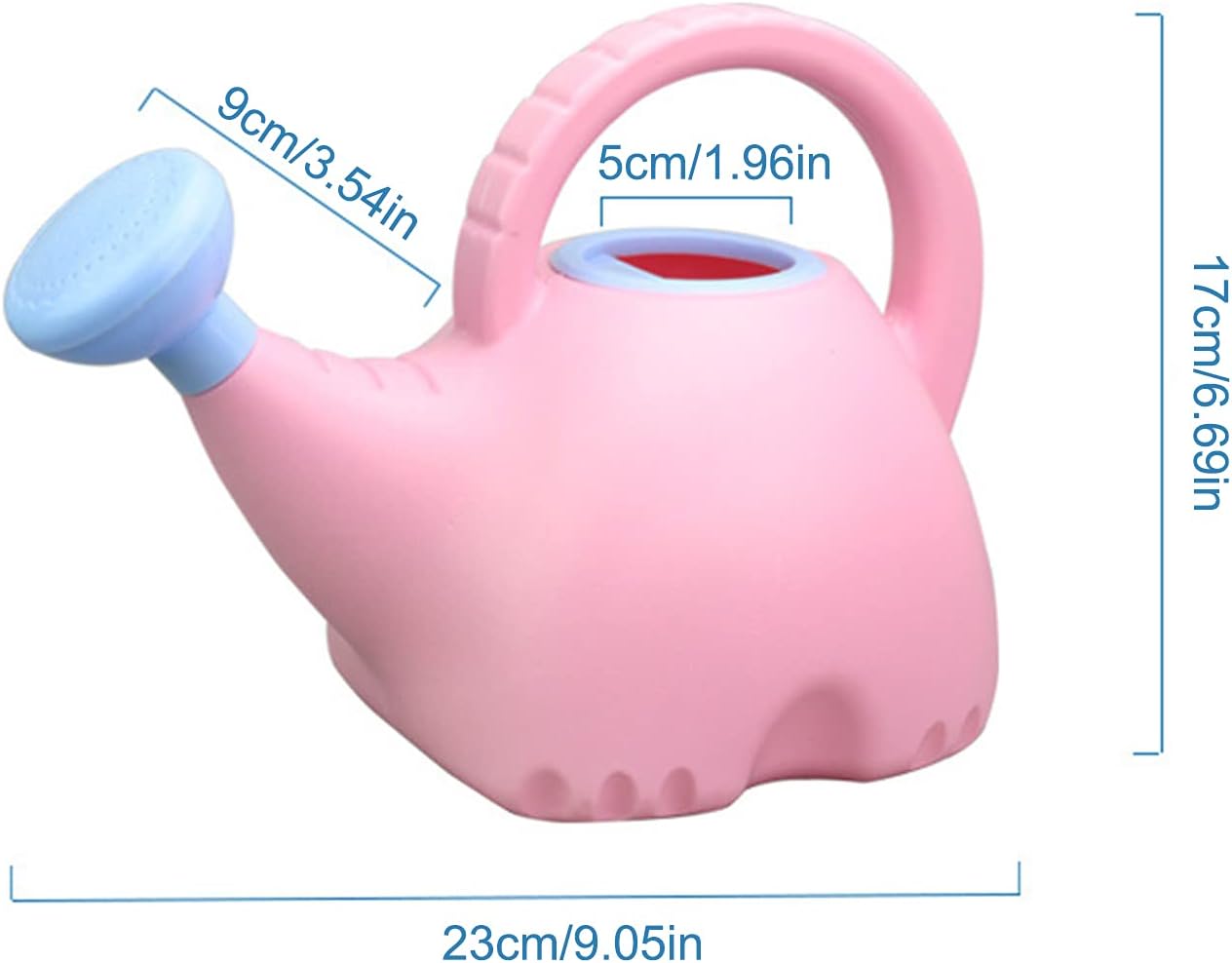 Elephant Watering Can, 1.5L Plastic Watering Pot Spray Bottle Water Sprinkler, Lightweight Novelty Indoor Outdoor Garden Plants, Kids Toy Watering Can with Shower Head (Blue&Pink)