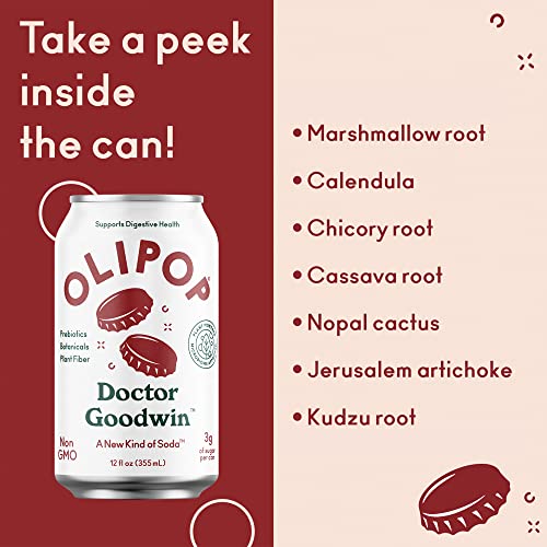 Olipop - Doctor Goodwin Sparkling Tonic, Healthy Soda, Prebiotic Soft Drink, 9G Of Dietary Plant Fiber, Rich In Botanicals, 3G Sugar Per Can, Low In Sugar & Calories, Non-Gmo (12Oz, 12-Pack) #TOP5