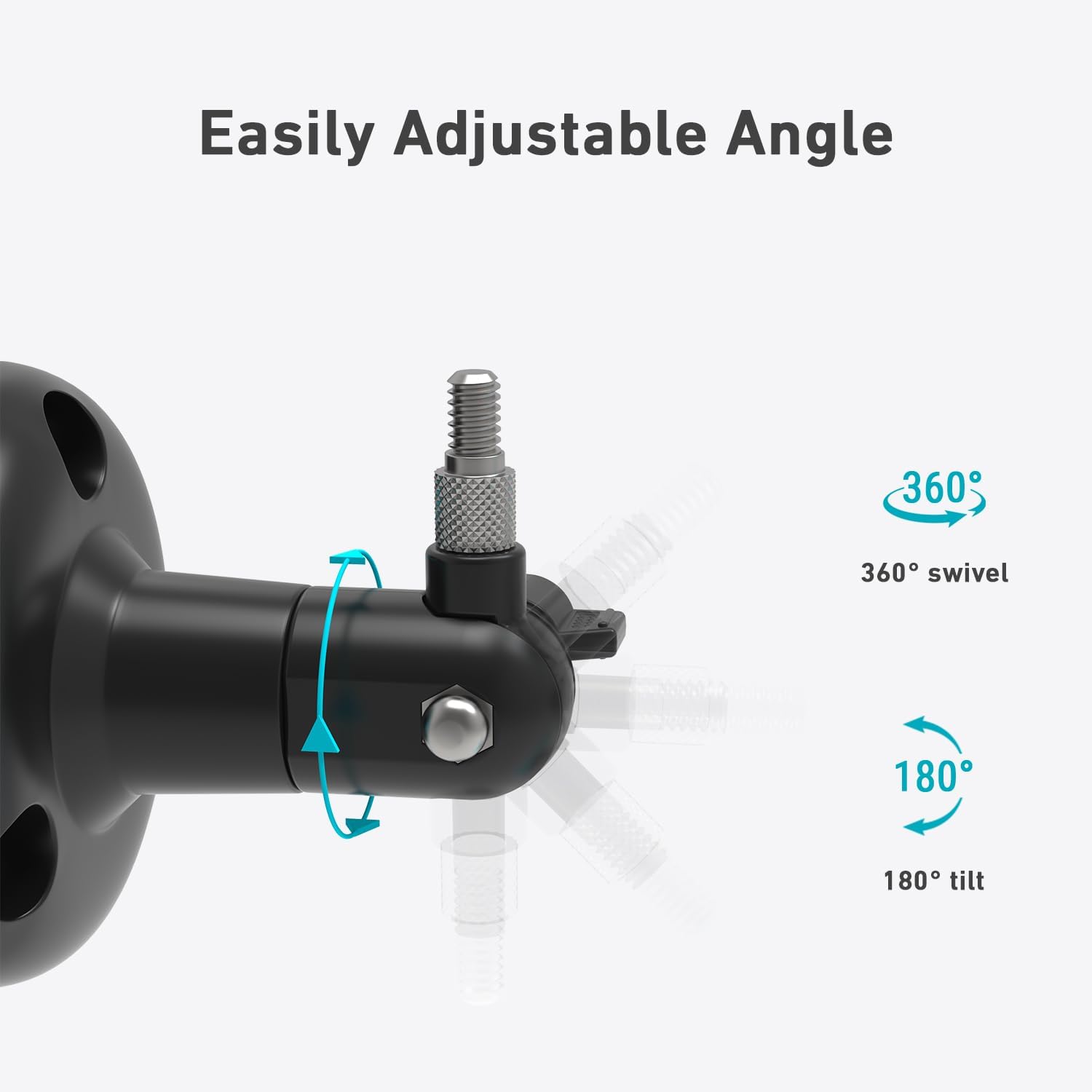 Holicfun 360° Adjustable Indoor/Outdoor Security Camera Wall Mount - Universal 1/4"-20 Thread Mounting Bracket for Ring, Blink, Eufy, Google Nest, Arlo, Wyze & More - Black, 2-Pack