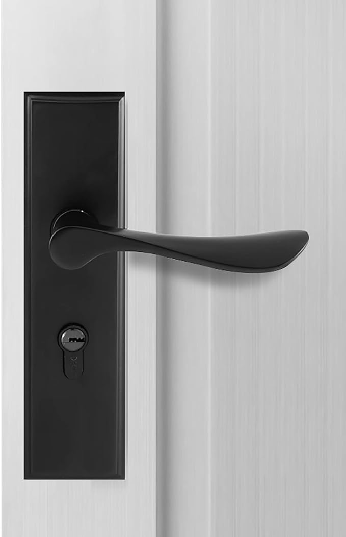 Qrity Black Door Handle Lock, Euro Door Handles, Bedroom Door Lock, 2