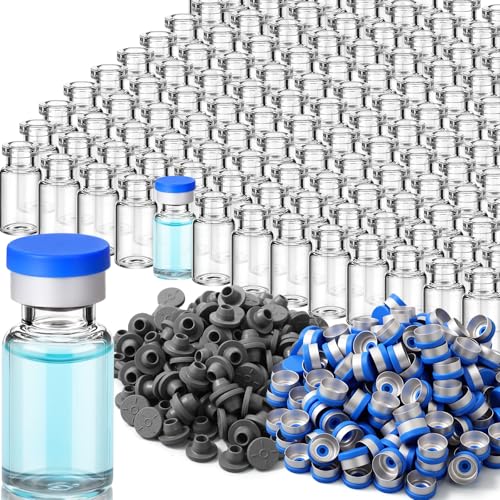 300 Pack 3ml Glass Vial Clear Empty Vials for Injection, Blue