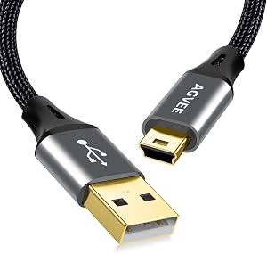 AGVEE 2 Pack 3.3ft Mini USB Cable, Braided Durable USB-A to Mini-B Charger Charging Cord for TI-84, Garmin GPS, Go-Pro Hero 4 3 2 HD, PS3 Controller, Canon Camera, Blue Yeti Microphone, Dark Gray