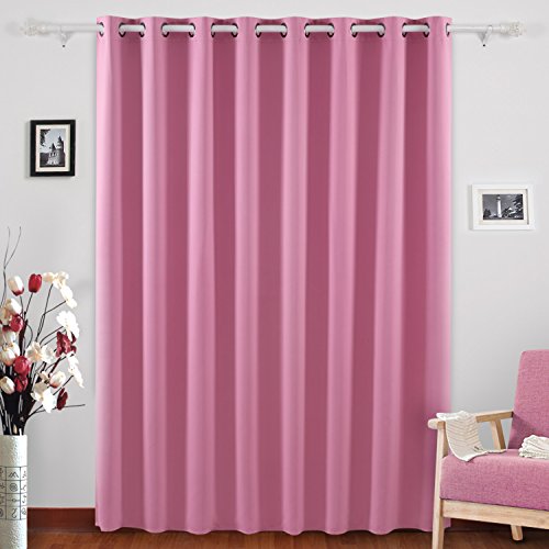 Image of Deconovo Wide Width Grommet Bedroom Curtains for Windows 100 x 84 Inch Pink 1 Panel Blackout Drape