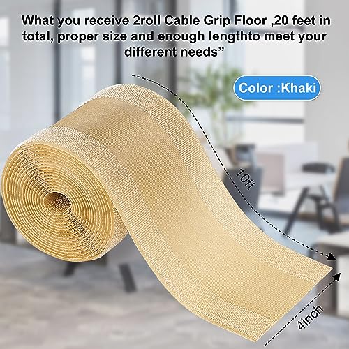 Image of WILLBOND Carpet Cord Cover Cable Protector Floor Cover Cable Protector Management Only for Commercial Office Carpet(19.69 ft,Khaki)