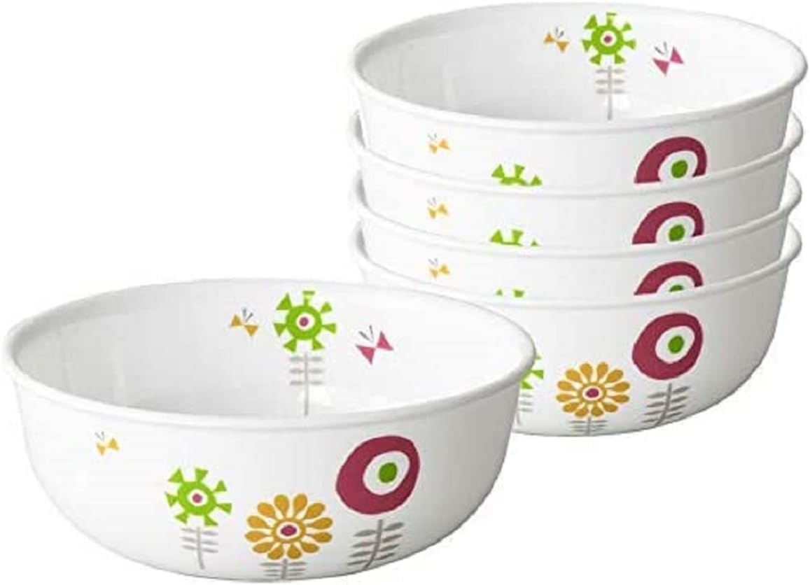 Corelle J416-KJKA CP-1734 Bowls, Set of 5, Dishes, Plates, Break-Resistant, Lightweight, Microwave Safe, Oven Safe, Dishwasher Safe