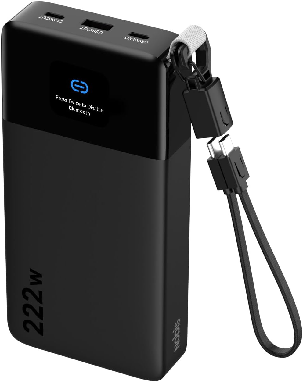 NOBIS 222W Super Fast Charging Power Bank 25000mAh, Smart Digital Display & APP Control, Multi-Port for Laptops Phones Tablets, Universal Compatibility Portable Charger