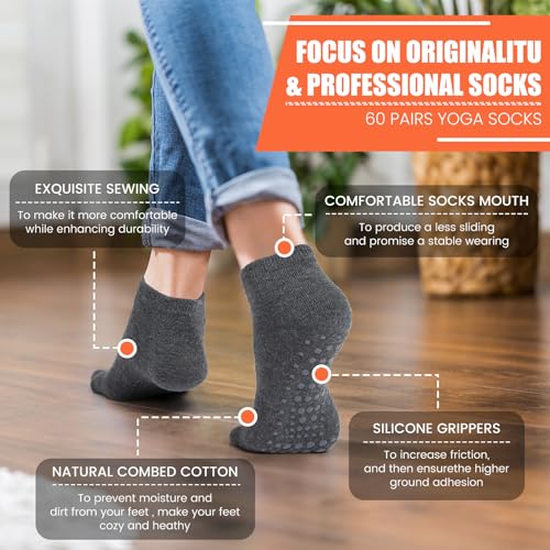 Image of Liitrsh 60 or 150 Pairs Pilates Grip Socks Bulk Unisex Non Slip Yoga Grippy Socks Woman for Adults Yoga Pilates Hospital