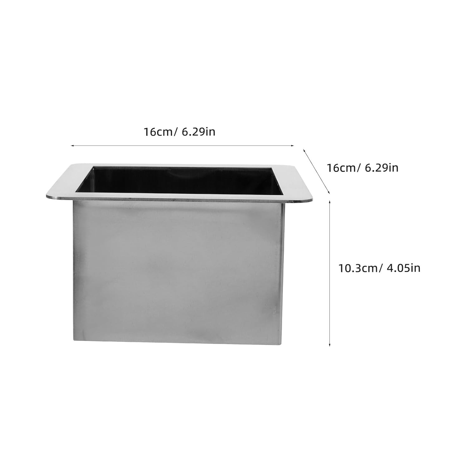 STOBAZA 6.3 Inch Square Drop-in Trash Chute, 304 Stainless Steel Built-in Countertop Trash Can Grommet for Kitchen Waste Bin, Rustproof & Easy-Clean Insert for Seamless Cabinet Design