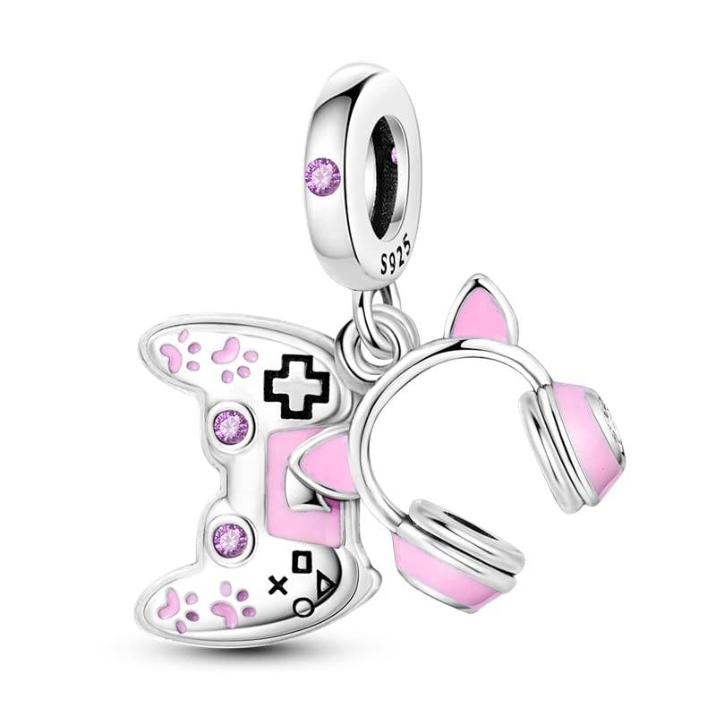 CYCUFF Colgantes de Plata de Ley 925 para Pulsera Europea y Collares Colgantes Abalorios Joyería Regalo para Mujeres Familia Amigos (Game Girl Charm)