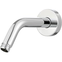Stainless Steel Angled Shower Arm with Flange, Biveah Wall Mount Shower Extension Pipe 6.3 Inch for Shower Head Chrome, KBS018C