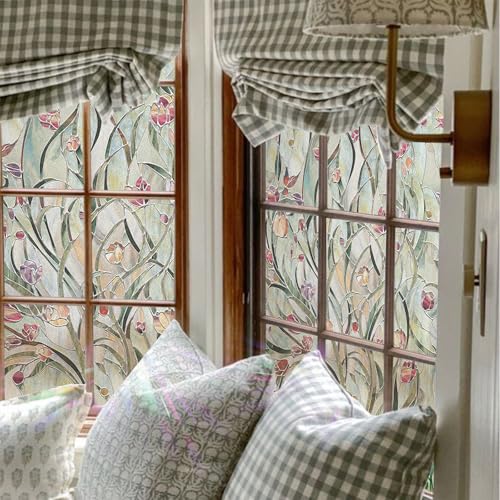 Vinilo decorativo para ventana con diseño floral 17 x 39.4 in miniatura 6