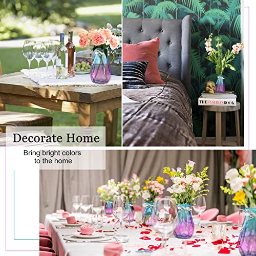 Xiangmall Glazen bloemvaas Multicolor Gradient Vaas Moderne Geometrische Vaas Centerpiece Decoraties voor Thuis, Kantoor, Bruiloft (Blauw Paars) - Afbeelding 8