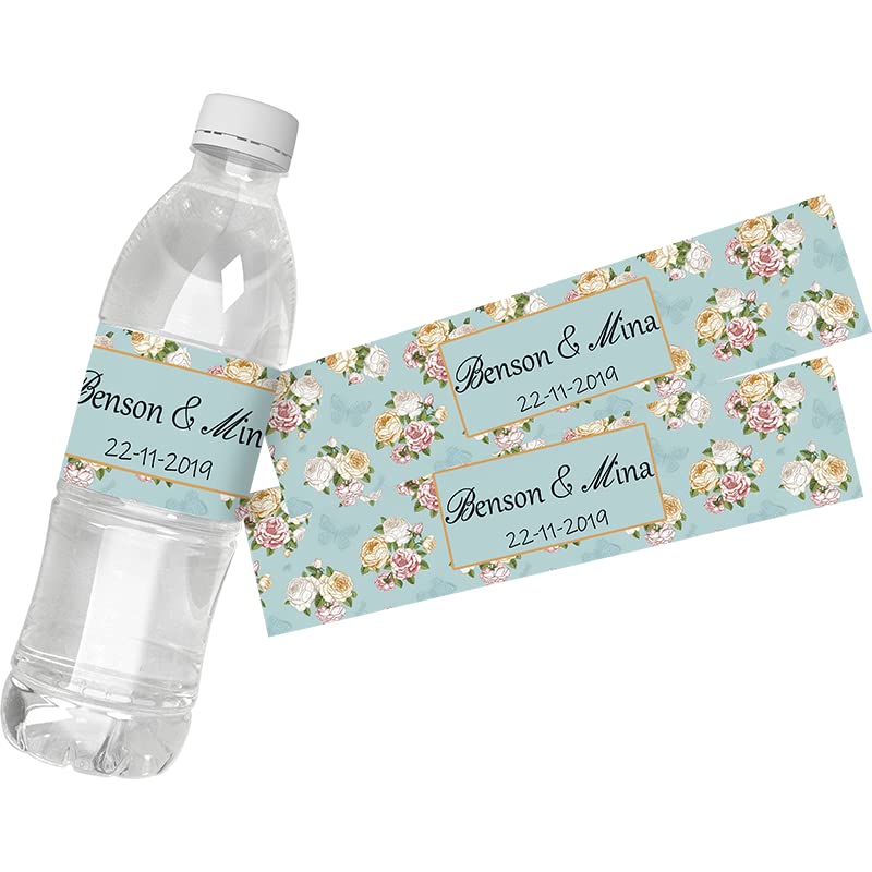 30Pcs Personalized Custom Personalized Floral Wedding Water Bottle Labels Stickers Birthday Anniversary Bride Show Graduation (D)