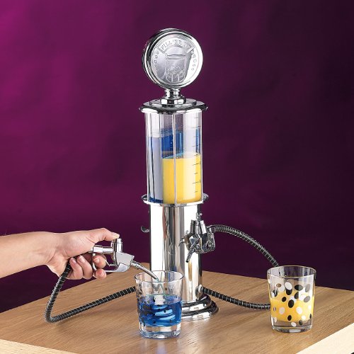 Foto von Bar Butler - Getränkespender im Design einer nostalgischen US-Zapfsäule mit 2 Zapfhähnen, Fassungsvermögen: 2x 450 ml (2 Tanks), Verchromt