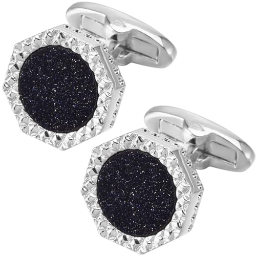 Mancuernillas Octagon Blue Goldstone para Hombre en Caja