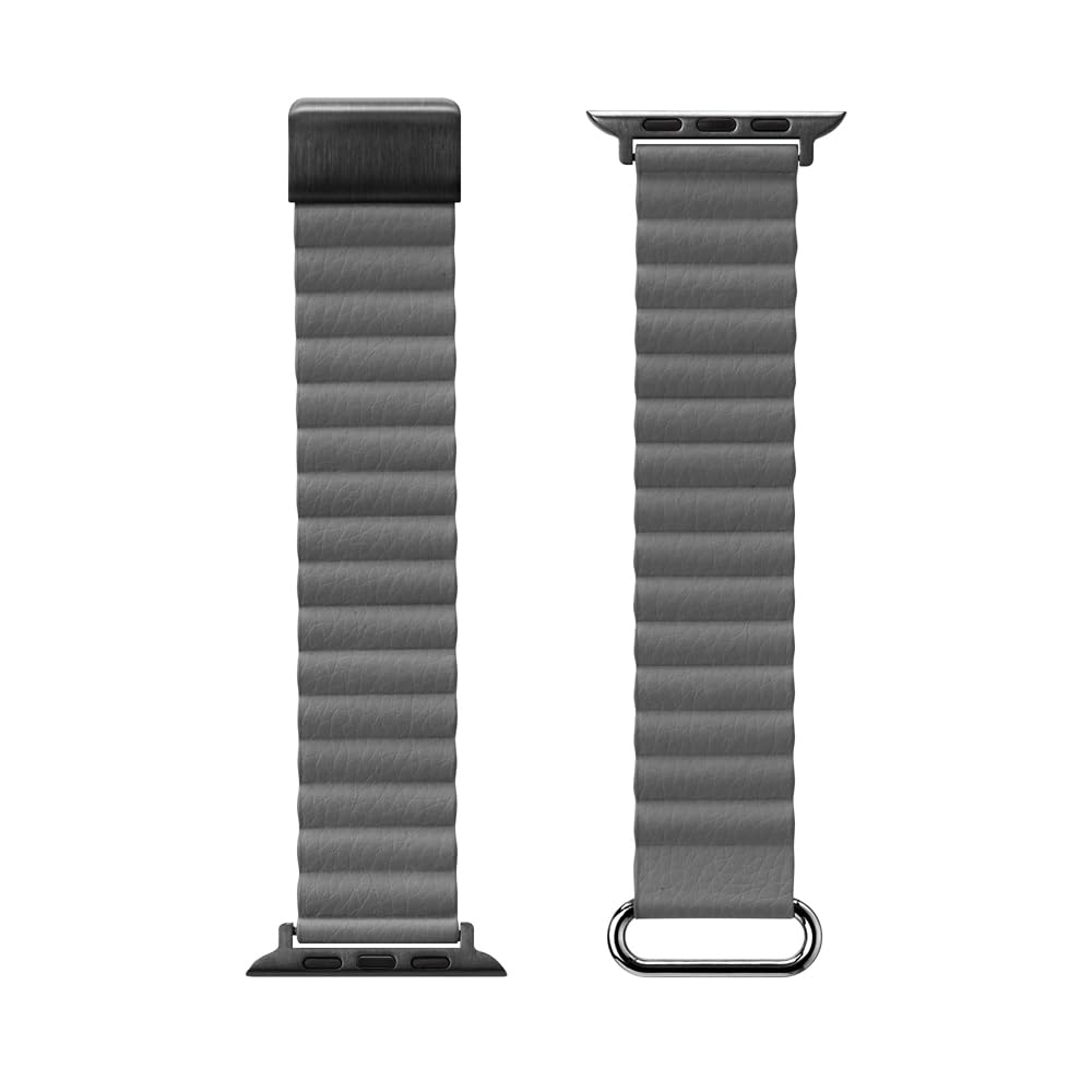Apple Watch 49 / 46 / 45 / 44 / 42mm用 ULTRA 2 / 1対応 PUレザーマグネットバンド グレー PG-AW49MG04GY
