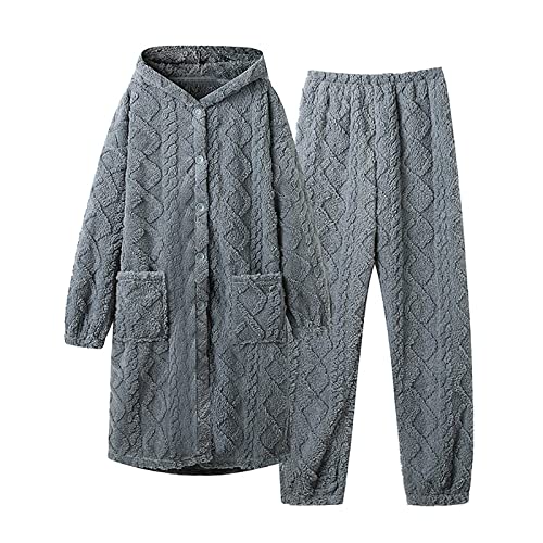 Pijama con capucha de franela gruesa para días de descanso en casa