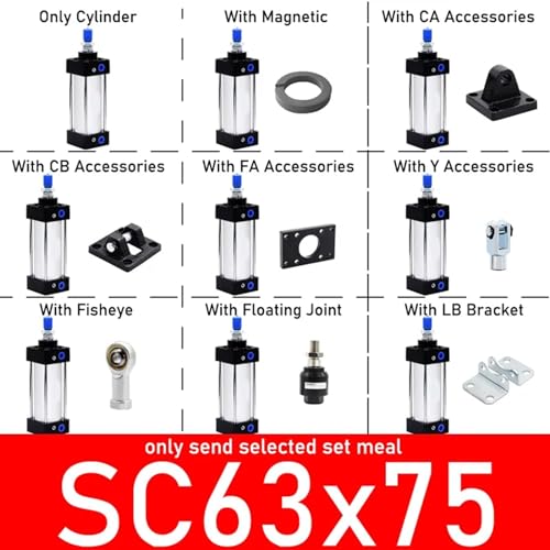 Vérins pneumatiques en alliage d'aluminium SC63 à double effet avec aimant