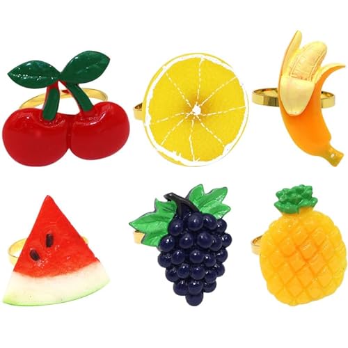 Luxshiny 6 Pcs Servilleteros Frutas Anillo Servilleta Decorativo para Fiesta Hawaiana Soporte Servilleta Mesa Compacto Ligero