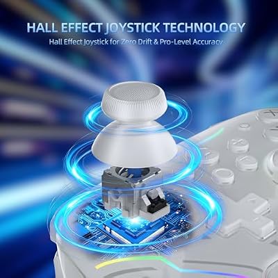 EJGAME Wireless Controller Compatible with Switch/Switch 2/Windows PC/Steam Deck/Android, Switch Pro Controller with Hall Effect Joysticks and Triggers,with USB Bluetooth Adapter for PC (White)
