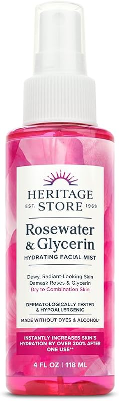 HERITAGE Rosewater & Glycerin Bruma Facial com Água de Rosas e Glicerina, 120 mL