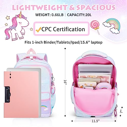 Girls-Backpack-School-Backpacks-16-115-75in-for-Girls-Cute-Book-Bag-with-Compartments-for-Teen-Girl-Kid-Students-Elementary-Middle-School-Kids-School-Bag-Blue