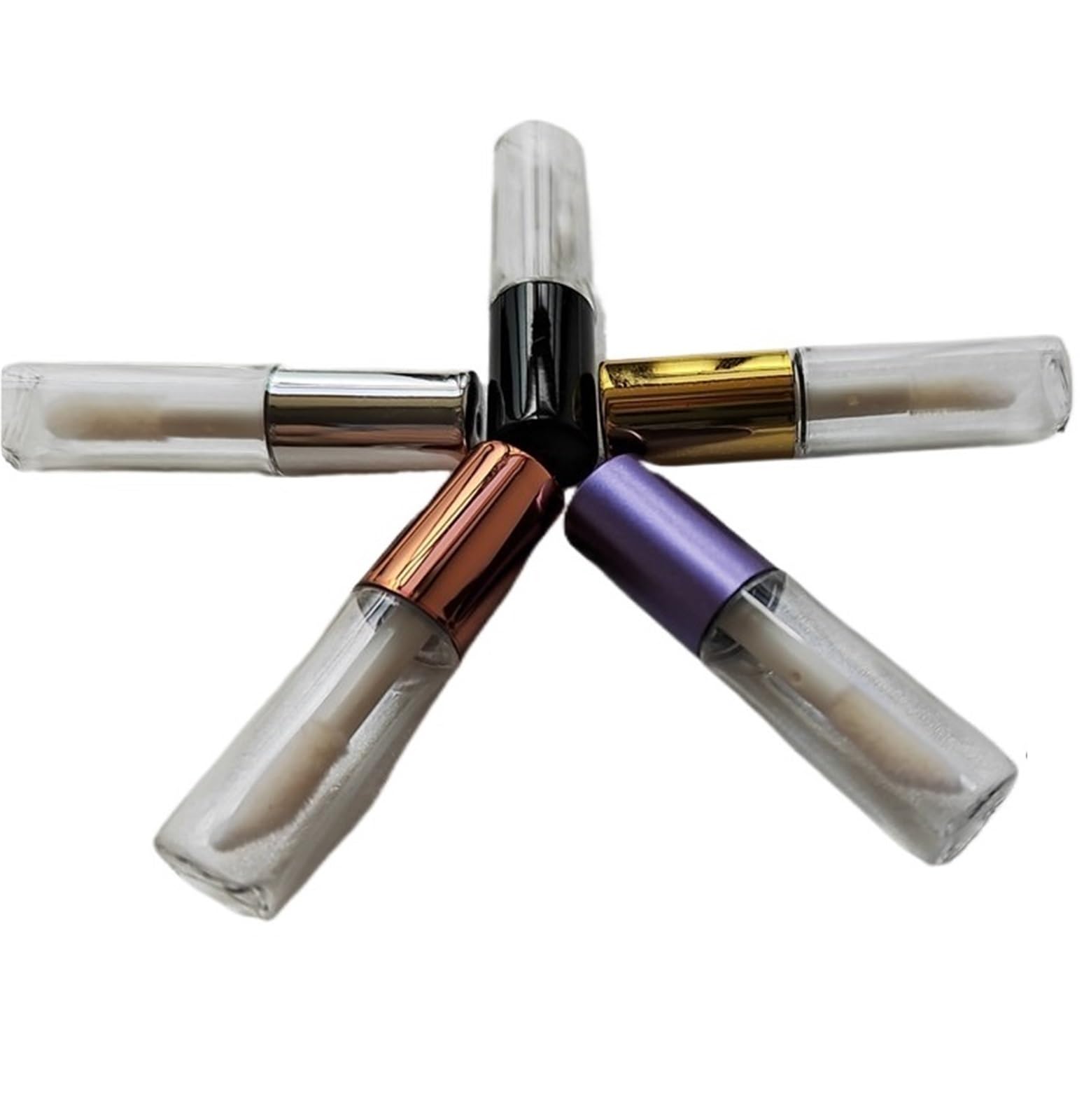 GIUPLOKID Empty Lip Balm Container, Empty PET Cosmetic Tubes 50pcs 1.2ML Clear Multicolor Caps(Purple Cap)