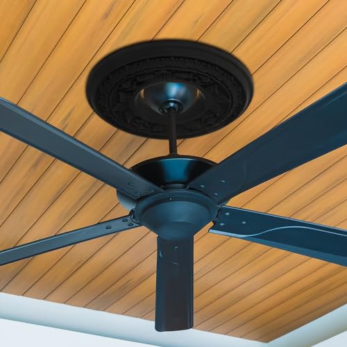 Image of BBTO 2 Pack Black Ceiling Medallion for Light Fixtures and Ceiling Fans Chandeliers 10 inch Od x 3.5 inch ID(Elegant)