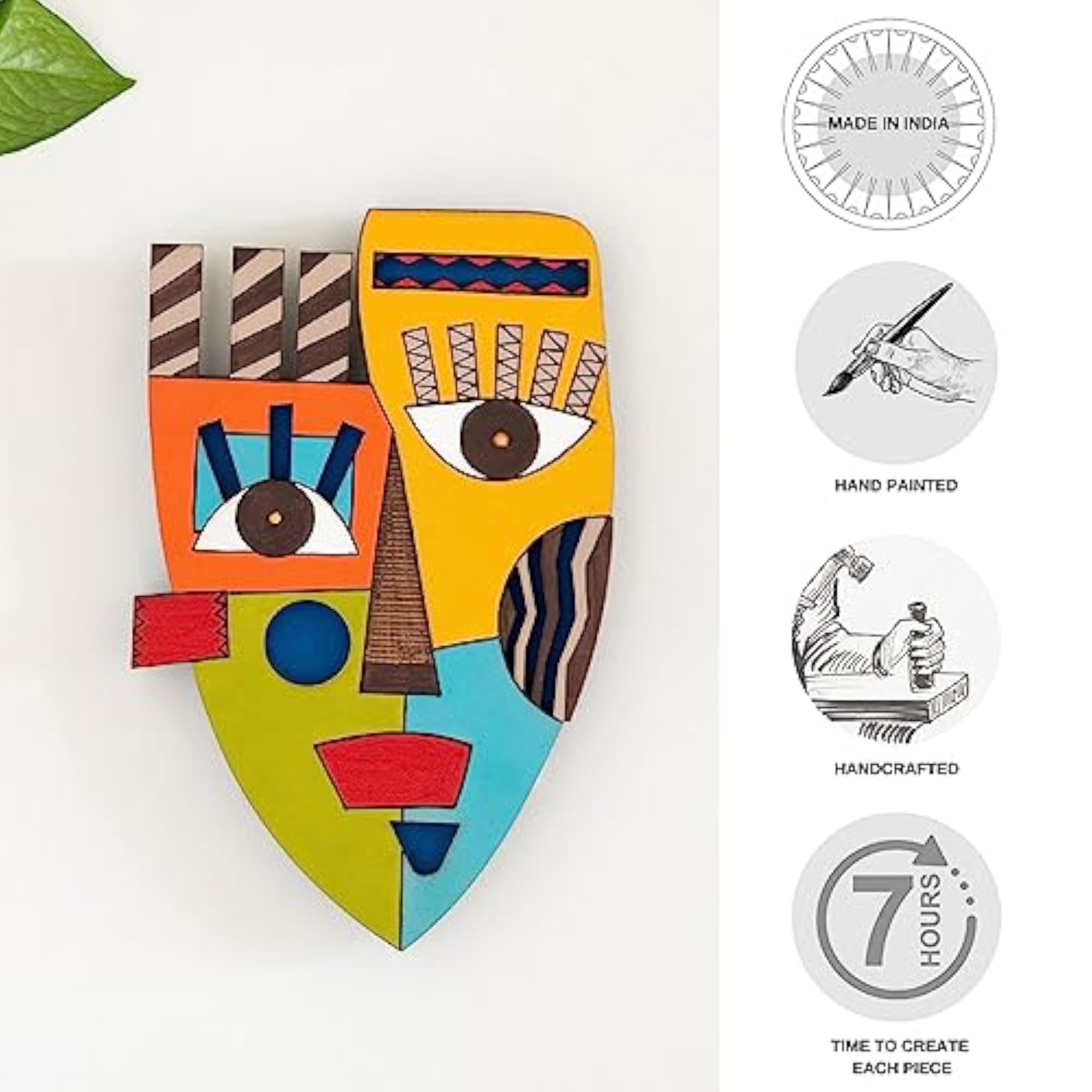 African Warrior Mask Wooden Wall Decor