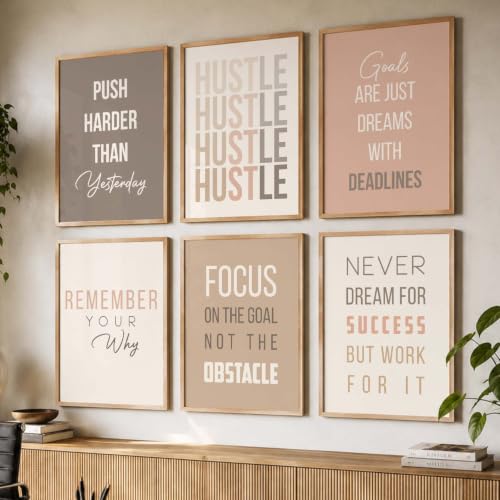 Image of kotart Motivational Quote wall frames for wall hanging, Home decor wall paintings for living room, bed room | Poster with glass frames - Set of 6 Multicolo (10x13 inch, G)