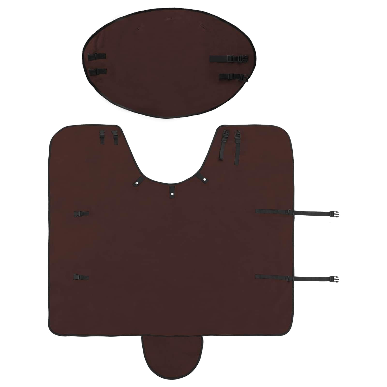 Manta para caballo, 115 cm, poliéster, transpirable, ligera, para entrenamiento, establo y transporte, sin cubierta para el cuello, color marrón oscuro