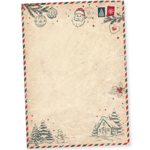 North Pole Air Mail 50 Blatt Briefpapier Weihnachten A4 Weihnachtsbriefpapier