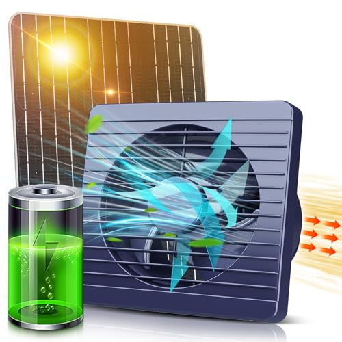 20W Solar Powered 8inch Fan, IPX7 Waterproof, 6600mAh Battery, Solar Exhaust Fan for Outside,...