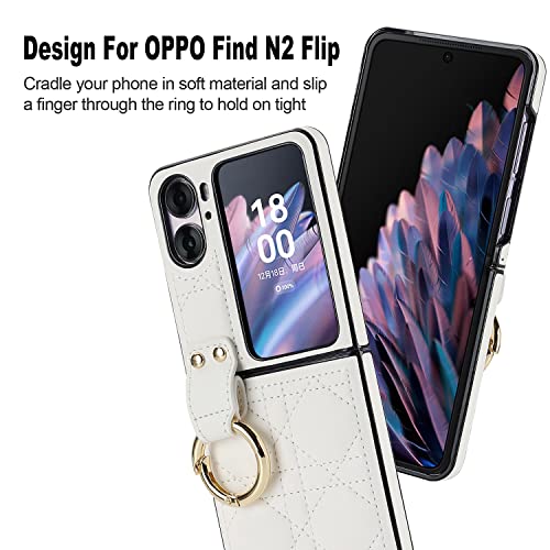 Smartphone Protective Case Vintage Pu Leather Case Compatible With Oppo Find N2 Flip,Hard Pc Shell Ultra Thin Slim Durable Protective Phone Case Cover With Metal Ring Clasp For Oppo Find N2 Flip Nonme #TOP5