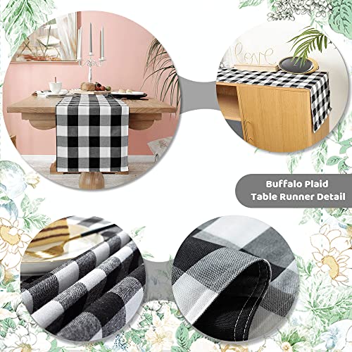Buffalo Plaid Table Runners 2 Packs 13X84 Inches Check Black And White Table Runner Fall Thanksgiving Table Runners For Parties #TOP7