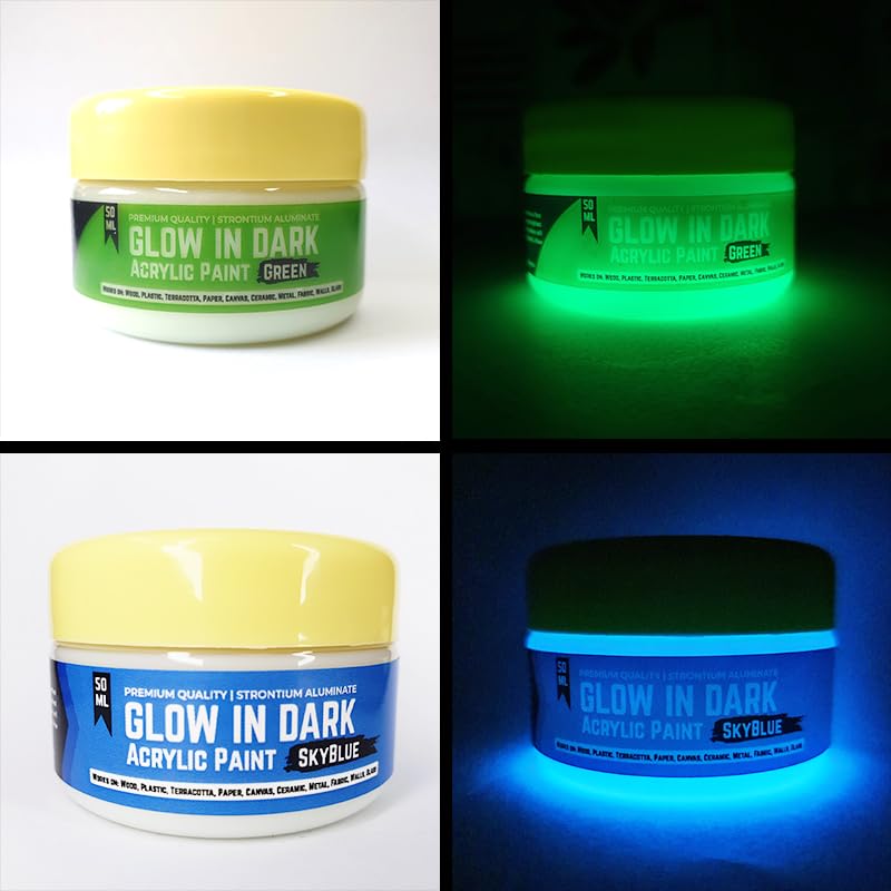 Glow in dark Night glow paint Radium Paint (Combo pack of 2, Skyblue and Green) 50 grams each (B0D1FNDZ54) Amazon Price History, Amazon Price Tracker