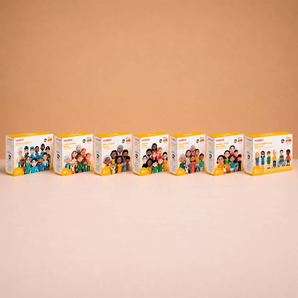 Miniland Ensemble de Personnages sur la diversité Fonctionnelle – 6 poupées incluses pour Jeu Symbolique, Jeu éducatif sur Inclusion, éducation émotionnelle et valeurs, 2 Ans et Plus