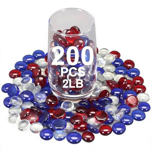 Image of Mini Glass Gems Flat Bottom Marble Beads for Vase, Aquarium & Fish Tank | Mixed Color Decorative Glass Stones Vase Filler for Planter, Crafts, Home Art Decoration (2 Pounds)