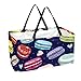 Bolsa de comestibles reutilizable grande, resistente bolsa de compras con parte inferior reforzada y asa (estampado de macarons Cake Heart Navy Print)