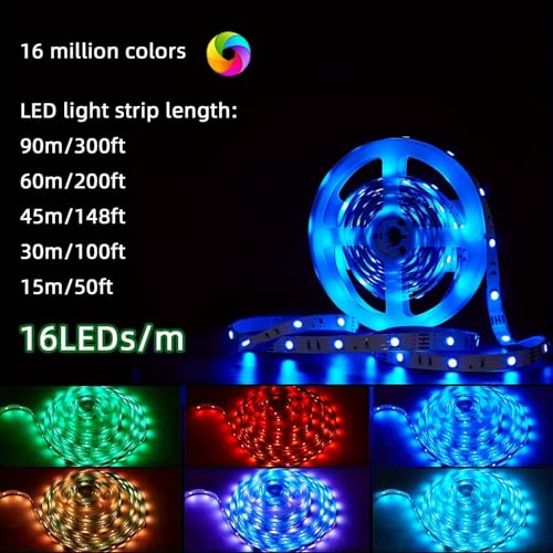 Tira de luces LED inteligente RGB extra larga 50 pies miniatura 2