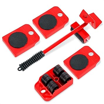 RUSHANK Heavy Furniture Mover Lifter Shifting Tool Set Moving Roller Wheel Set for Washing Machines, Fridge,Sofa, Wardrobes Adjustable Height Furniture Lifter(Red, Pack of 1)