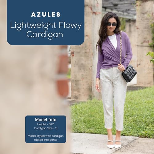 Image of Azules Long Sleeve Womens Cardigan, Thin Flowy Rayon Sweater Lightweight Cardigan for Casual or Dressy Outfits